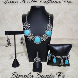 Turquoise Floral Statement Necklace Set